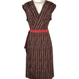 BCBG Max Azria Wrap Dress Size Large V Neck Stripe Y2K